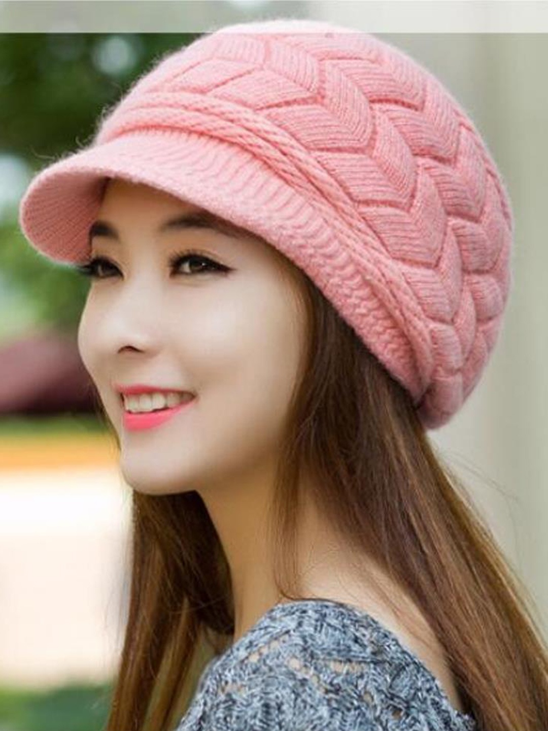 

Alexvyan Women Self Design Winter Wind & Snow Proof Warm Soft Woollen Ascot Cap, Pink