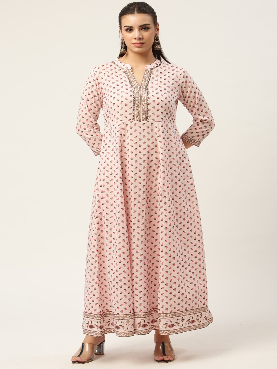 

MALHAAR Floral Printed Regular Pure Cotton Kurta With Trousers, Pink