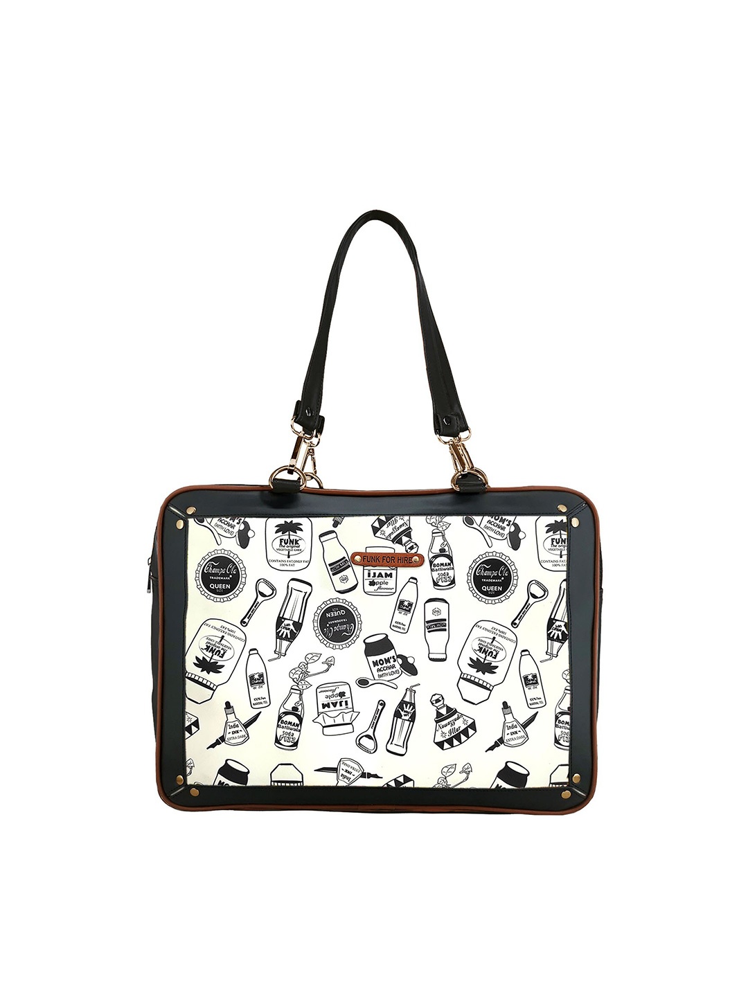 

Funk For Hire Printed PU Laptop Bag, Black