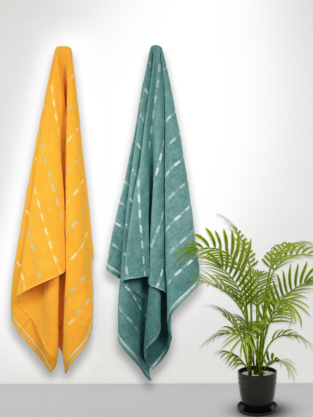 

Trident Set of 2 Solid 500 GSM Soft Cotton Bath Towel, Yellow