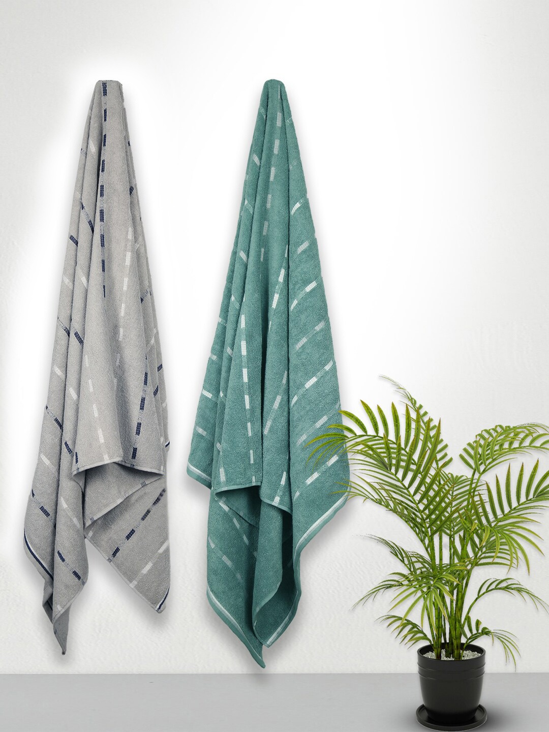 

Trident Set of 2 Solid 500 GSM Soft Cotton Bath Towel, Grey