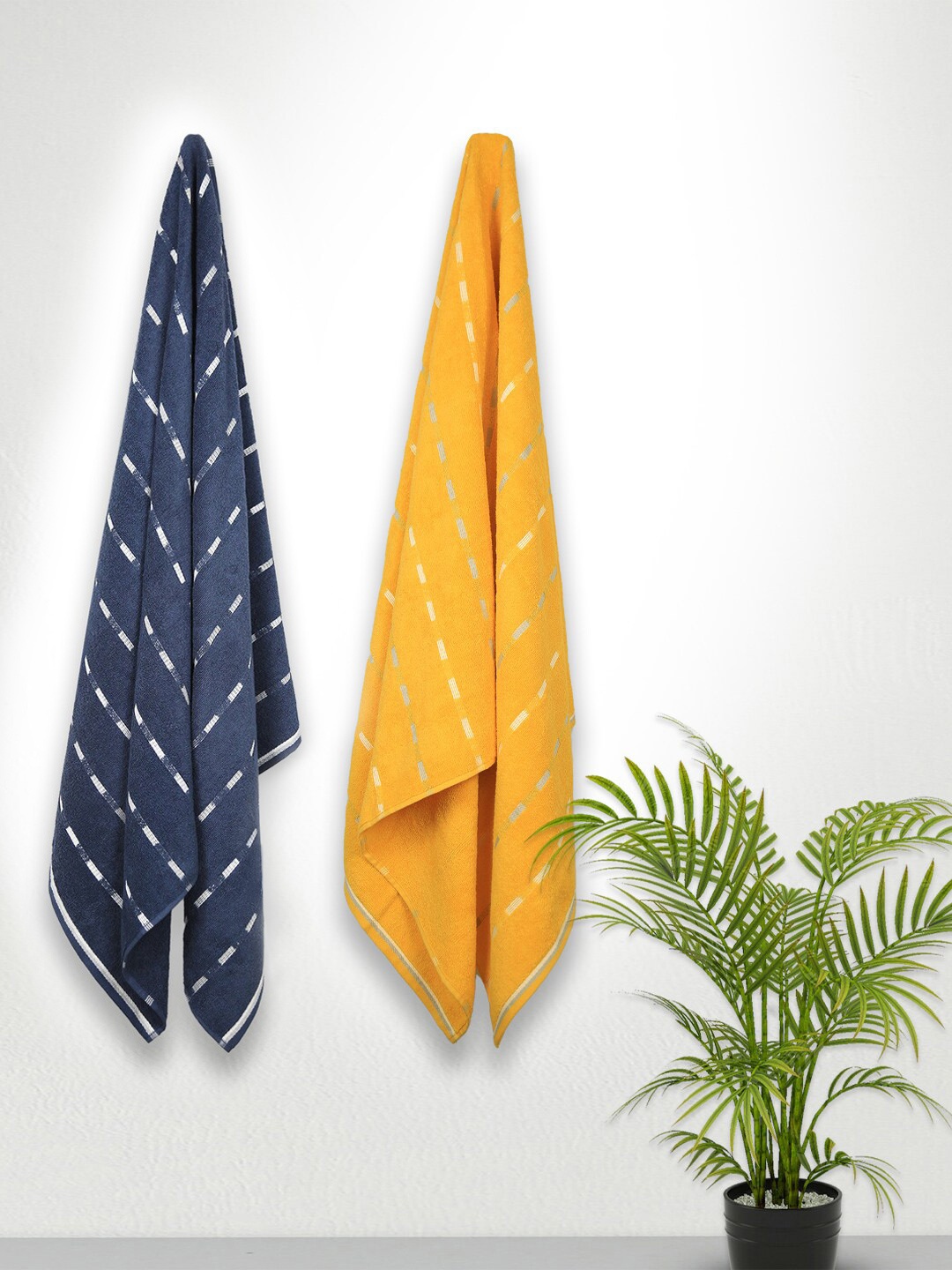 

Trident Set of 2 Solid 500 GSM Soft Cotton Bath Towel, Yellow