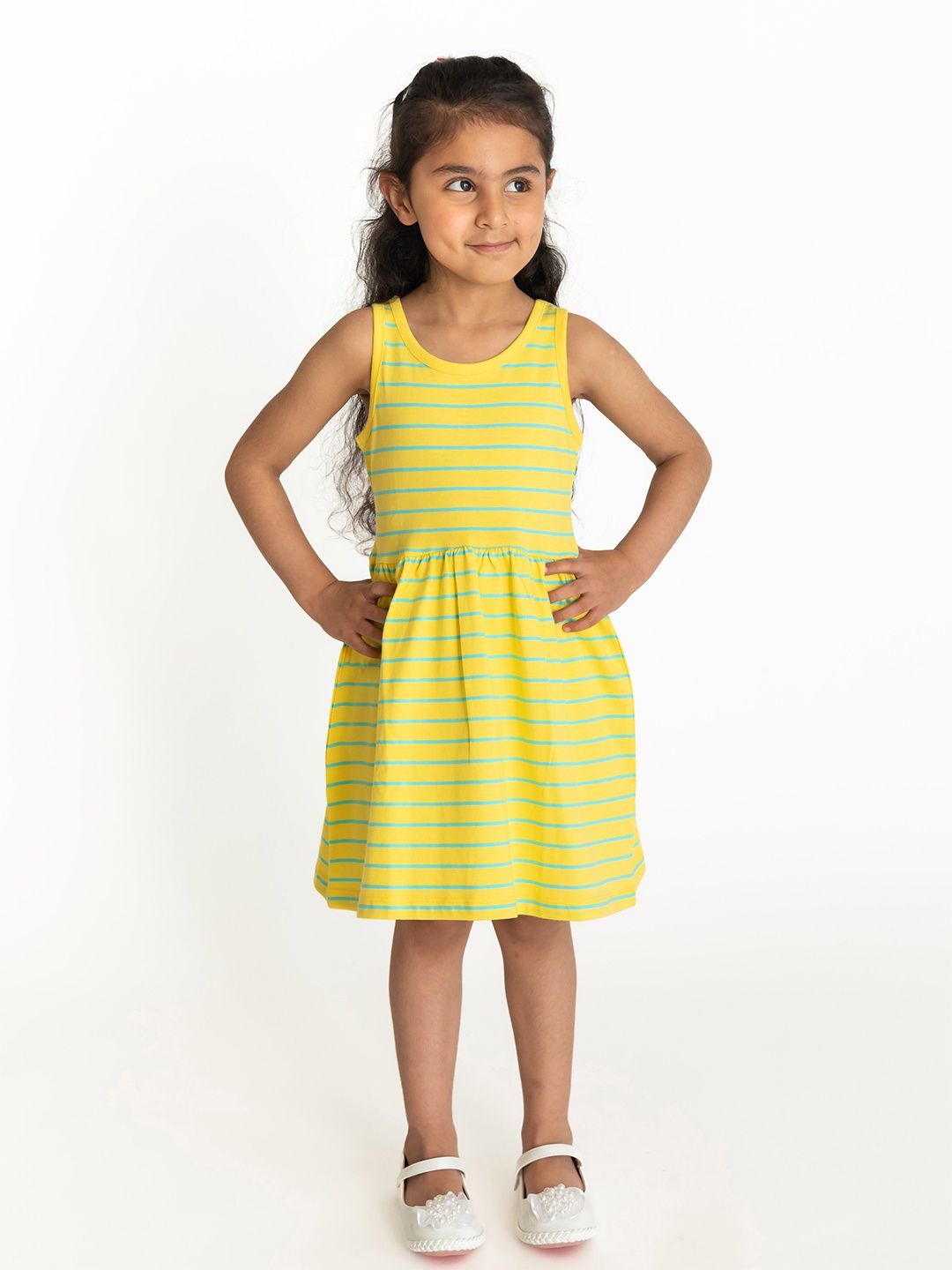 

Campana Girls Striped Fit & Flare Dress, Yellow