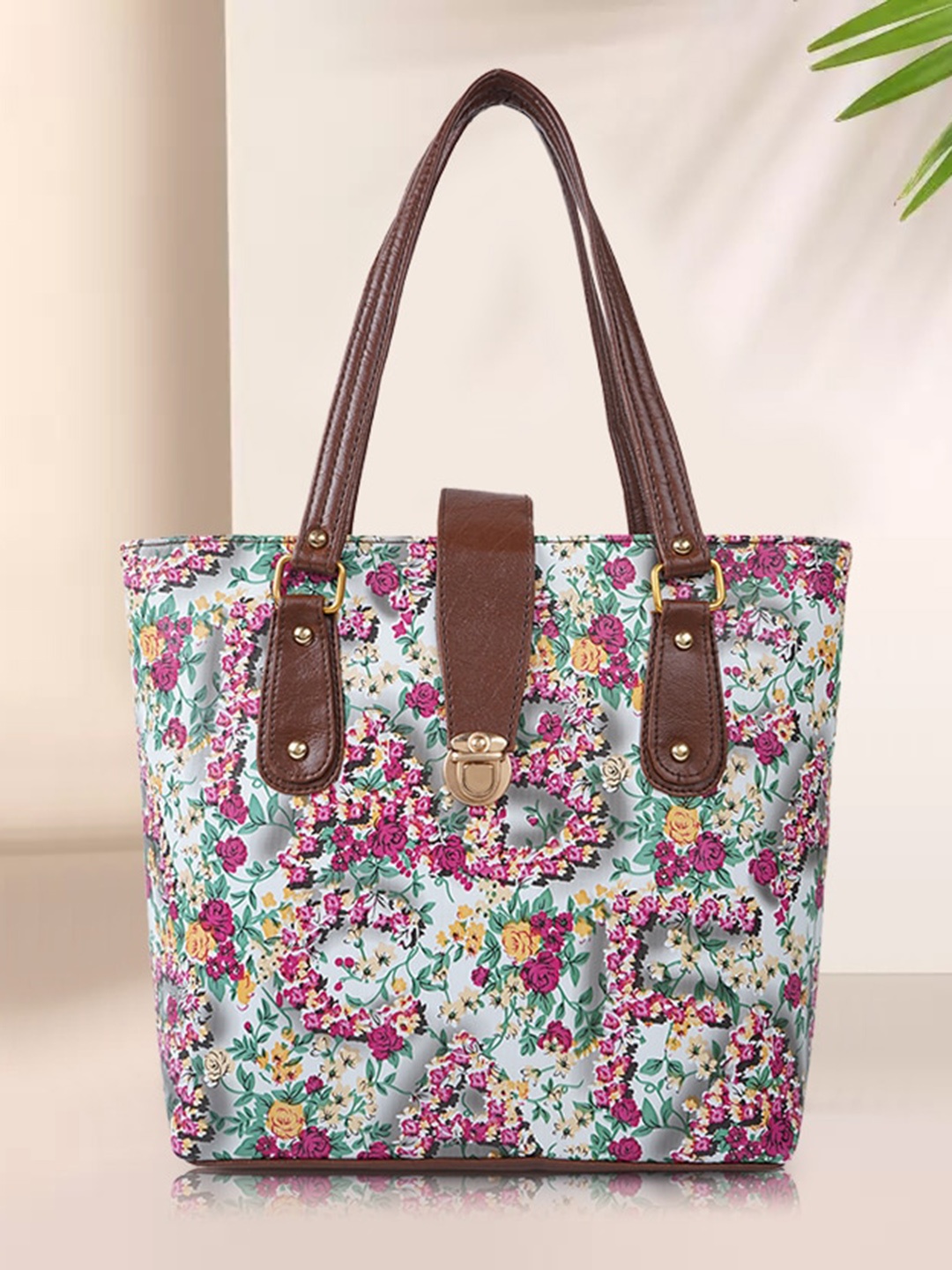 

SHINING STAR Ethnic Motifs Printed Oversized Shopper Handheld Bag, Red