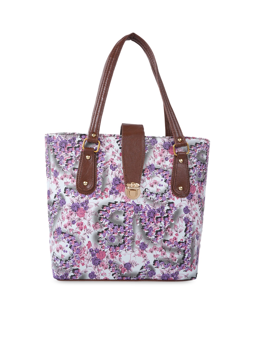 

SHINING STAR Floral Printed Water Resistant Shopper Tote Bag, Purple