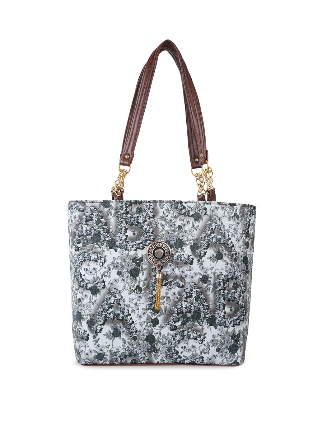 

SHINING STAR Floral Printed Structured Shoulder Bag, Black
