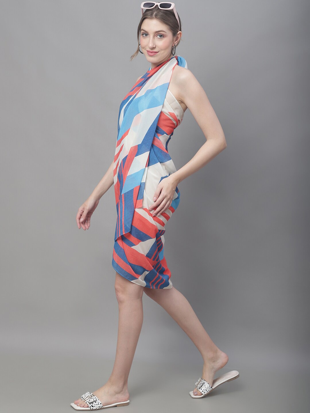 

Claura Geometric Printed Swimwear Sarong, Blue