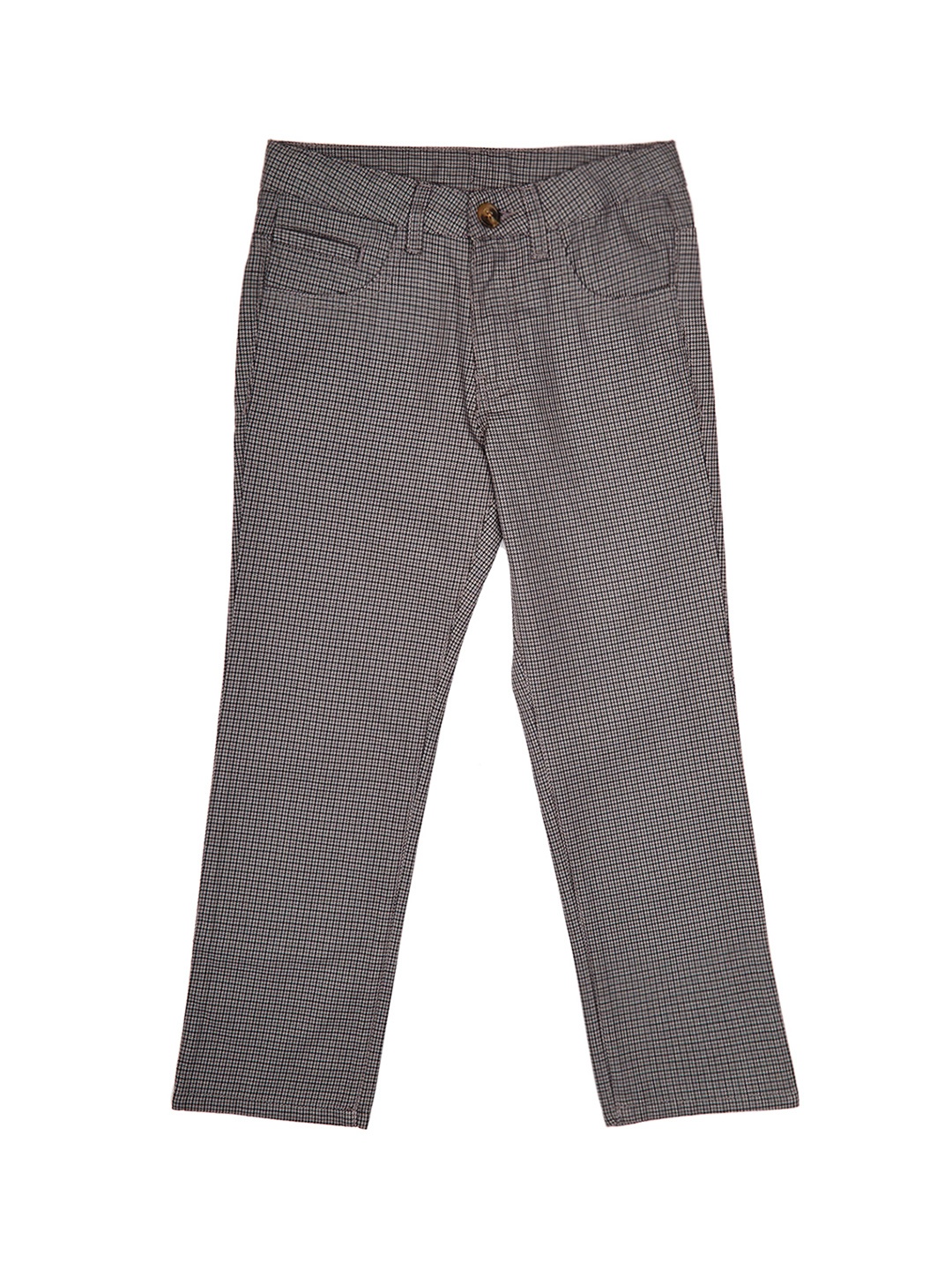 

United Colors of Benetton Boys Grey Regular Fit Checked Regular Trousers