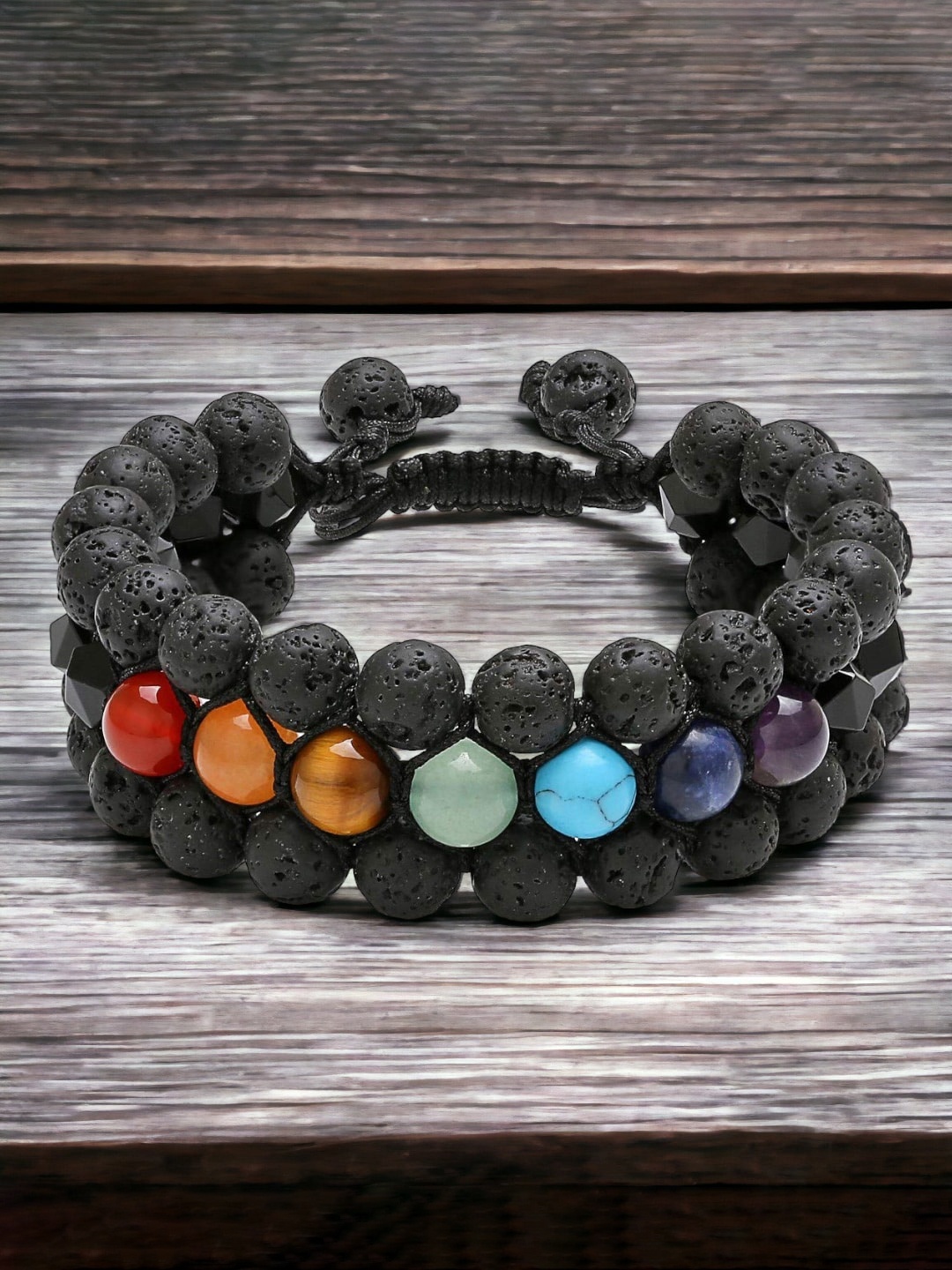 

HOT AND BOLD Men Agate Beaded Multistrand Bracelet, Black