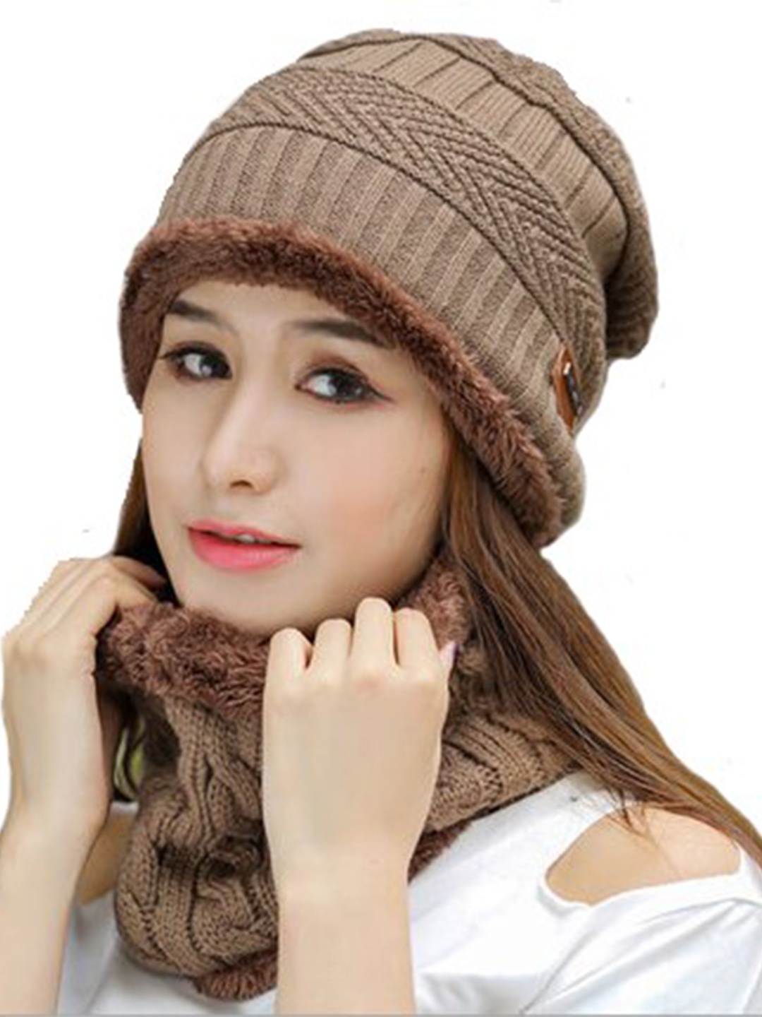 

Alexvyan Women Snow Thermal Fleece Woollen Knitted Warm Winter Beanie, Brown