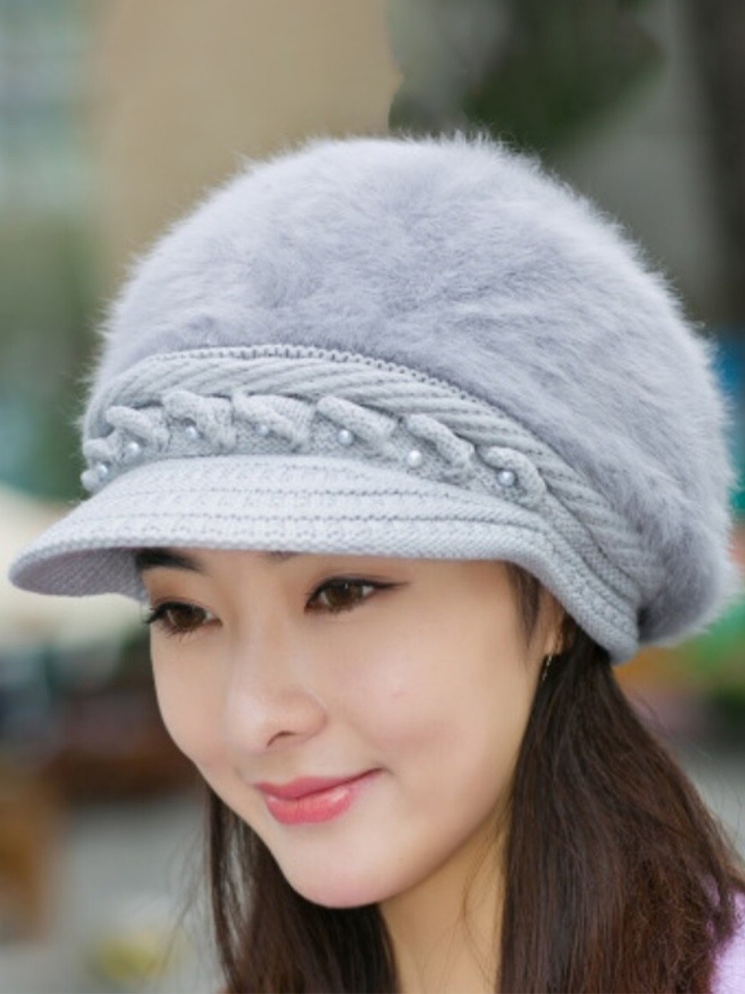 

Alexvyan Women Self Design Winter Air & Snow Proof Warm Soft Woollen Beanie, Grey