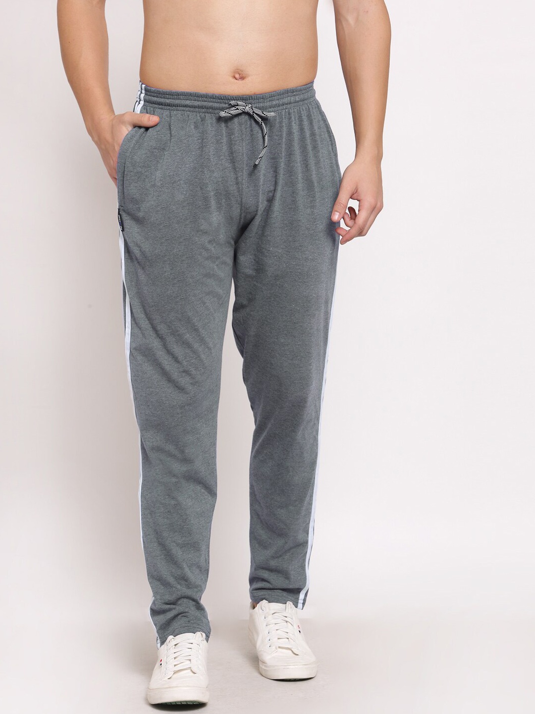 

KLOTTHE Men Mid Rise Relaxed Fit Cotton Track Pants, Grey