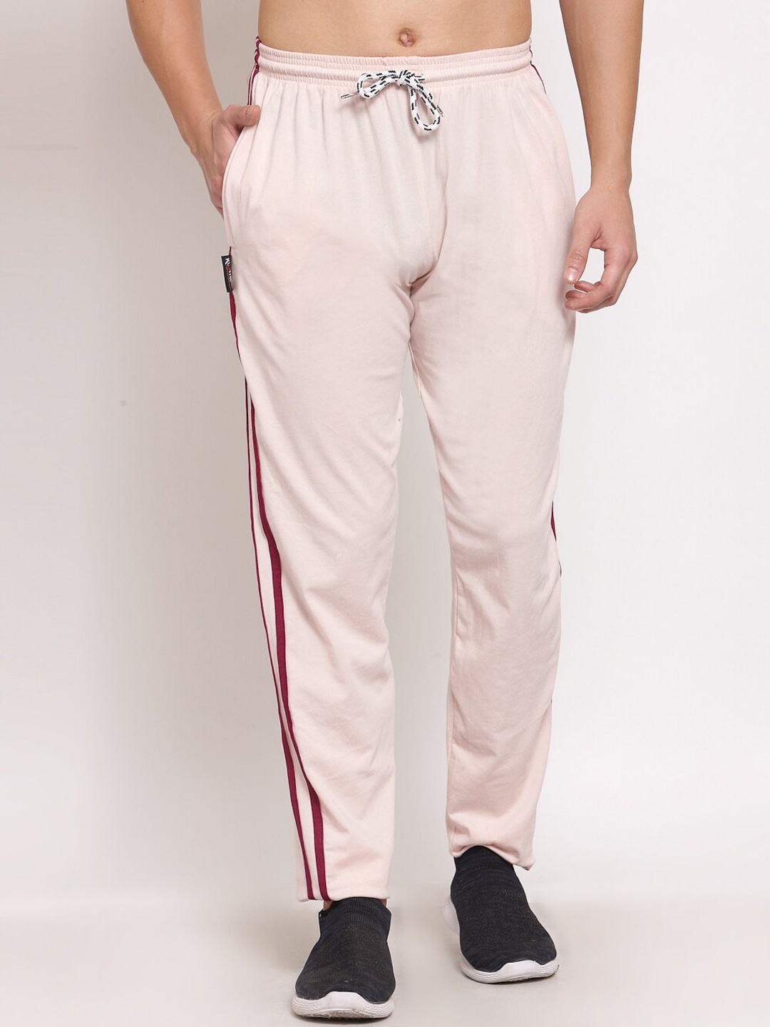 

KLOTTHE Men Mid Rise Relaxed Fit Cotton Track Pants, Pink