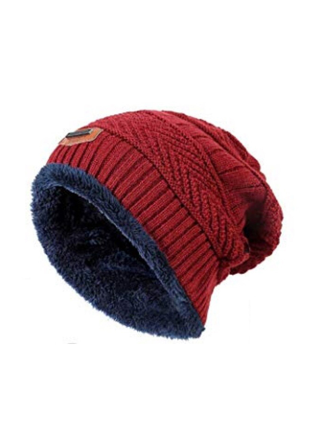 

Alexvyan Women Self Design Woolen Beanie, Red