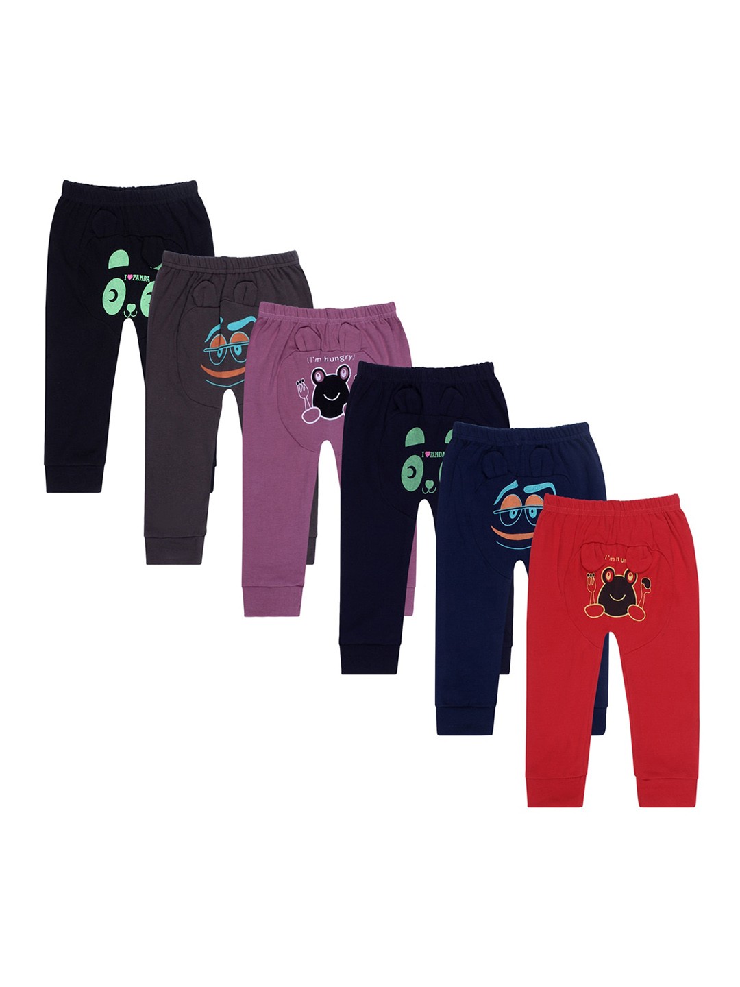 

Superminis Kids Pack Of 6 Printed Cotton Mid-Rise Lounge Pants, Black
