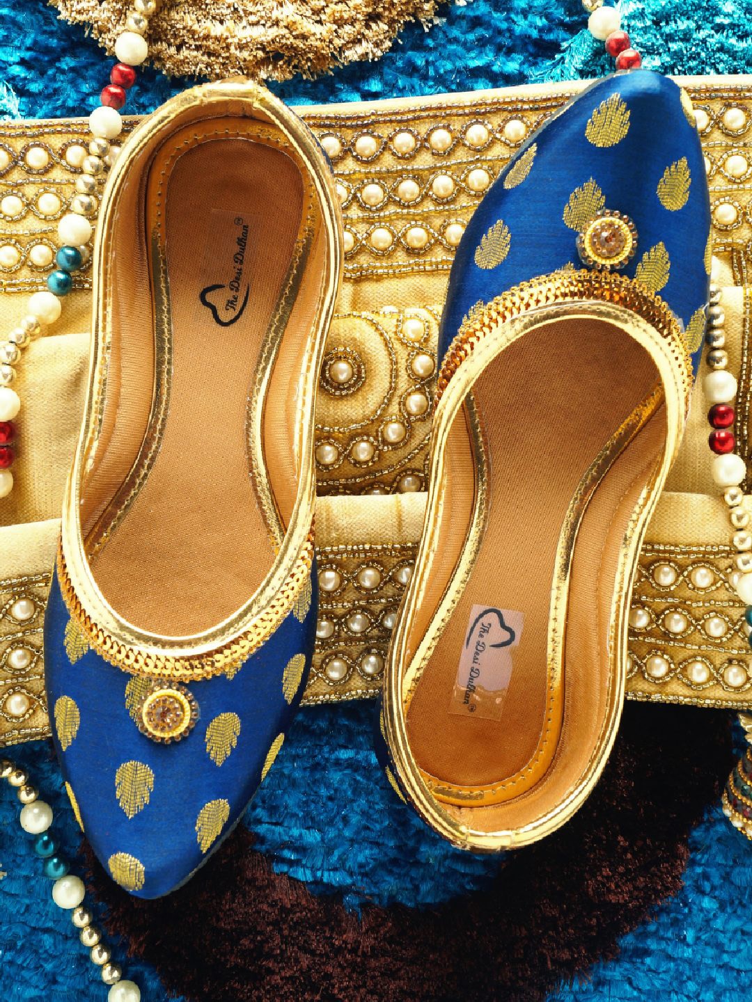 

The Desi Dulhan Women Ethnic Mojaris, Blue