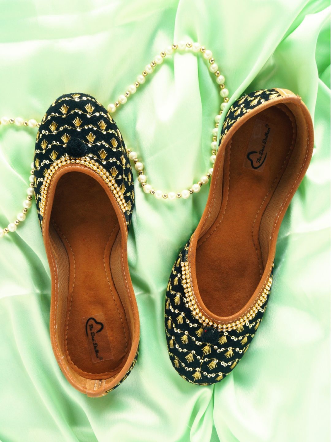 

The Desi Dulhan Women Embellished Ethnic Mojaris, Black