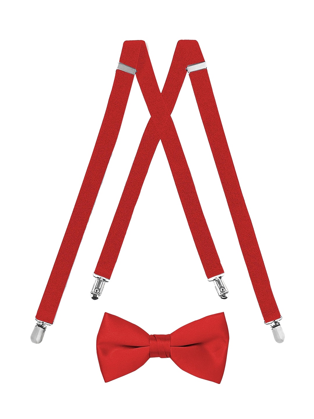 

Kastner Men Adjustable Suspender With Bow Tie, Red