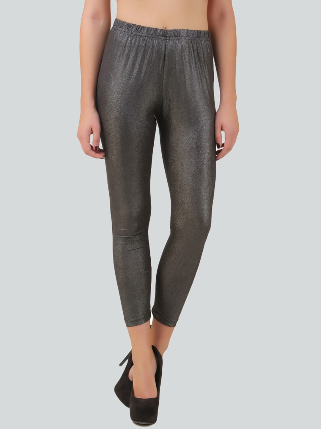 

Flur Women Shimmer Mid Rise Ankle-Length Leggings, Grey