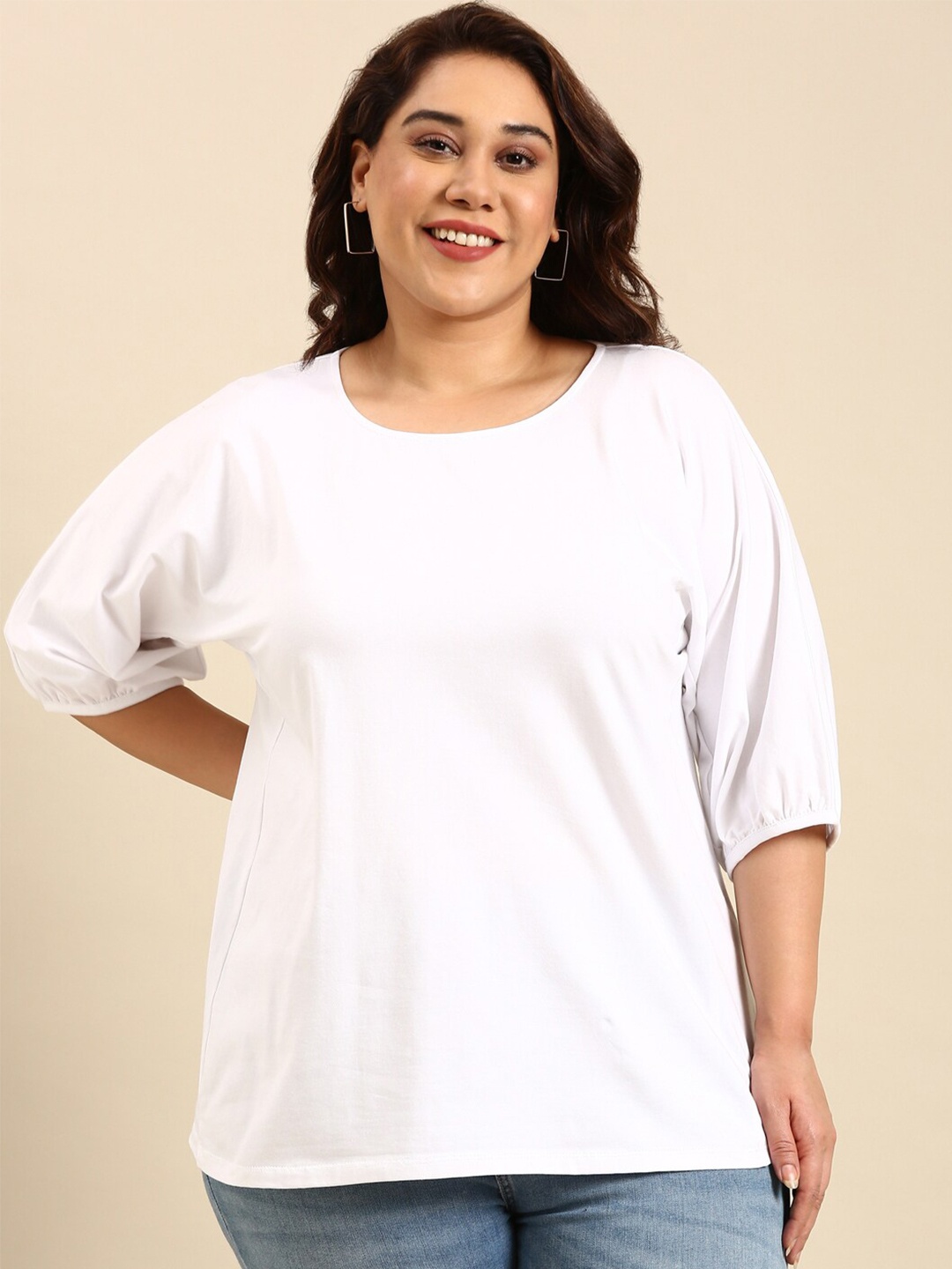 

The Pink Moon Plus Size Cotton T-shirt, White