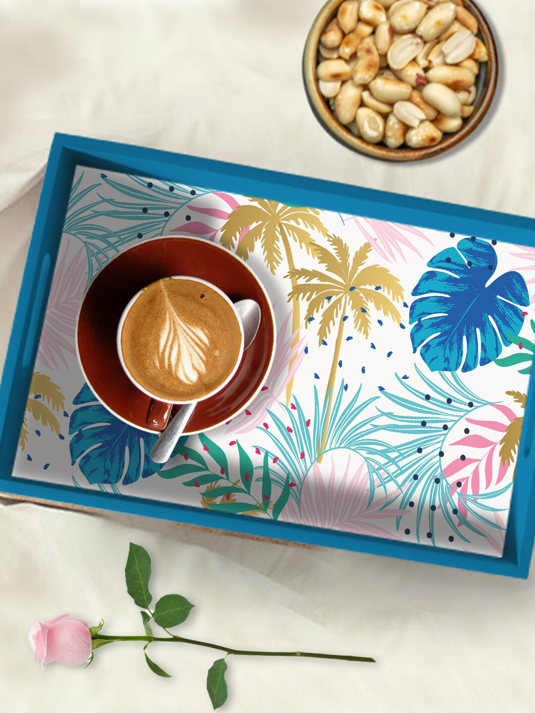 

PAPER PLANE DESIGN Blue & White Printed Serving Trays