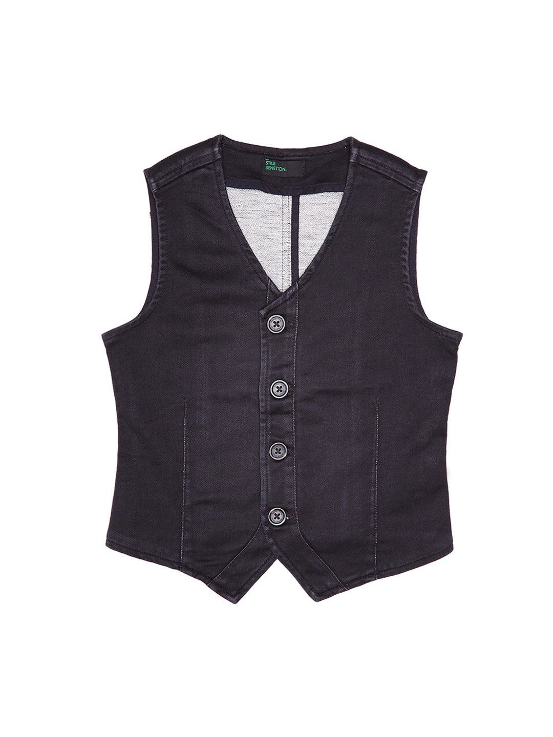 

United Colors of Benetton Boys Charcoal Denim Pure Cotton Waistcoat