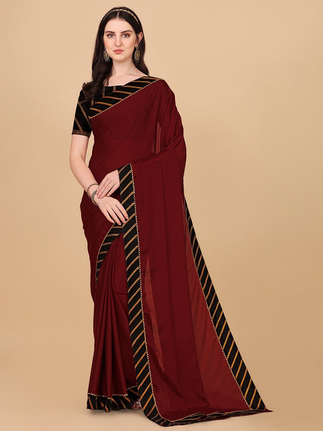 

Indian Fashionista Gotta Patti Satin Baluchari Saree, Red