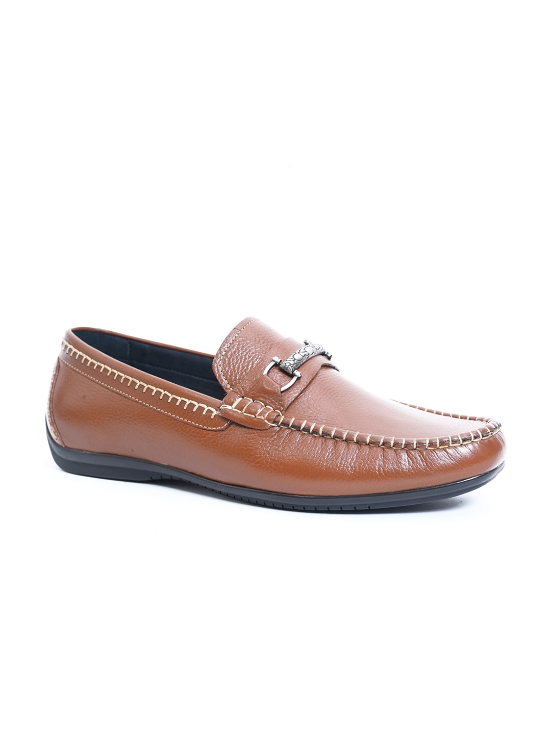 

Egle Men Textured Leather Formal Slip-On Loafers, Brown