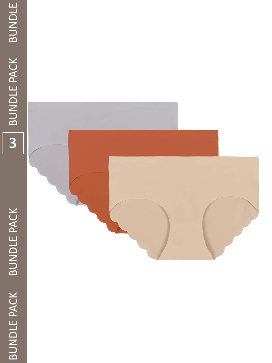 

TOM & GEE Women Pack Of 3 Seamless Leak-Proof Basic Briefs, Beige