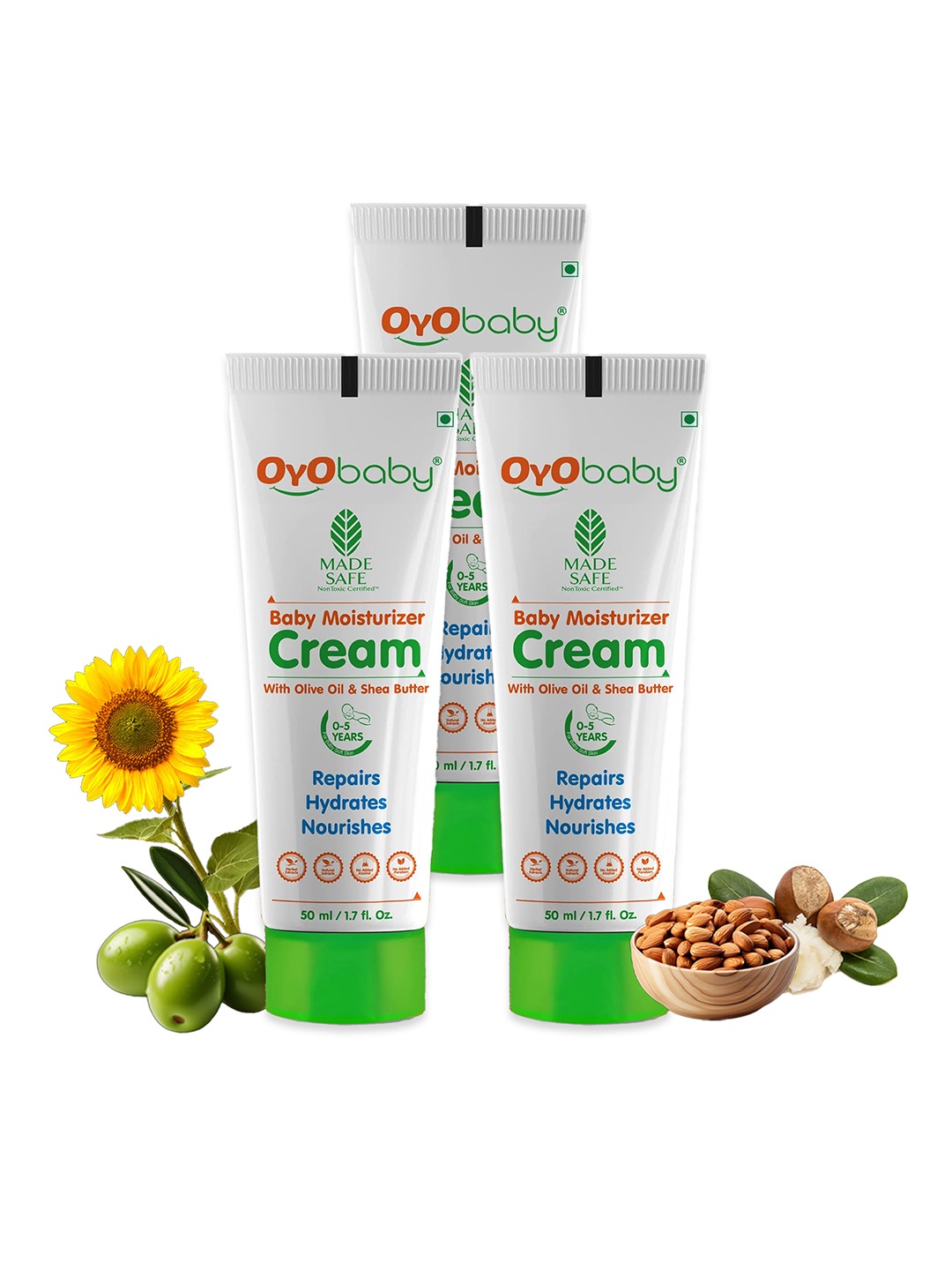 

OyO Baby Kids Set Of 3 Daily Moisturising Cream for Delicate Skin - 50ml Each, White