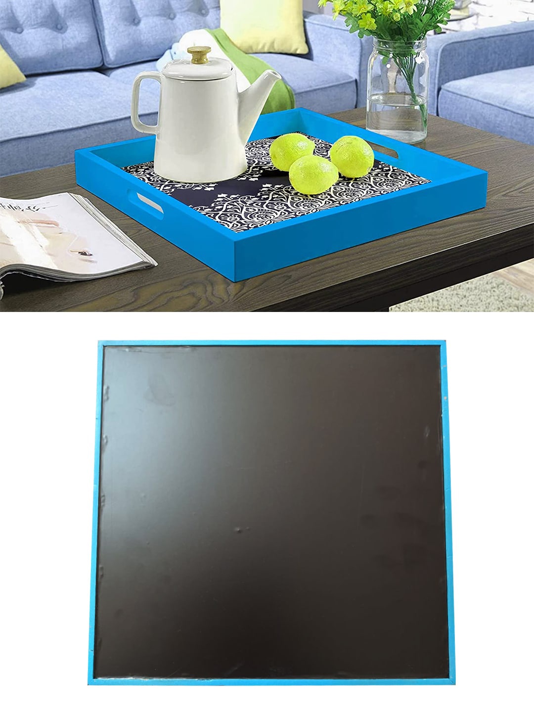 

PAPER PLANE DESIGN Blue & White Printed Wooden Serving Tray