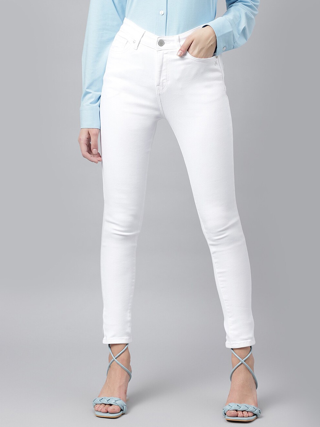 

Xpose Women Comfort Slim Fit High-Rise Jeans, White