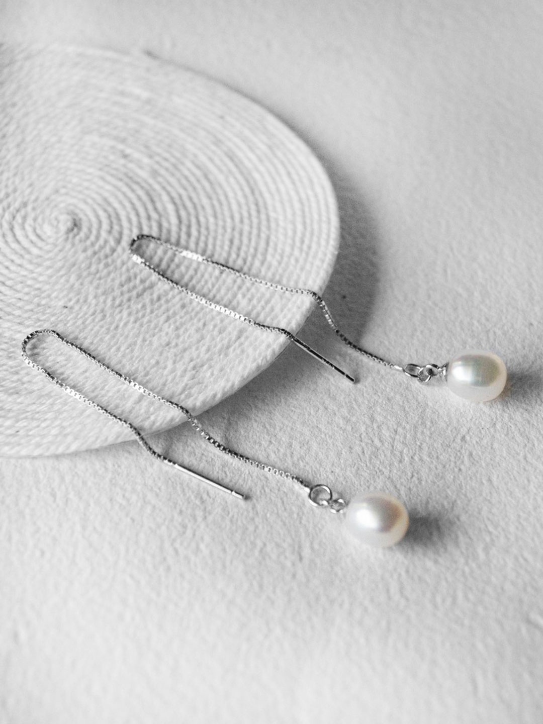 

MANNASH Rhodium-Plated Teardrop Shaped Drop Earrings, Silver