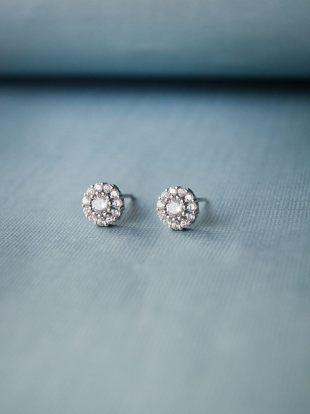 

MANNASH Rhodium-Plated Floral Studs Earrings, Silver