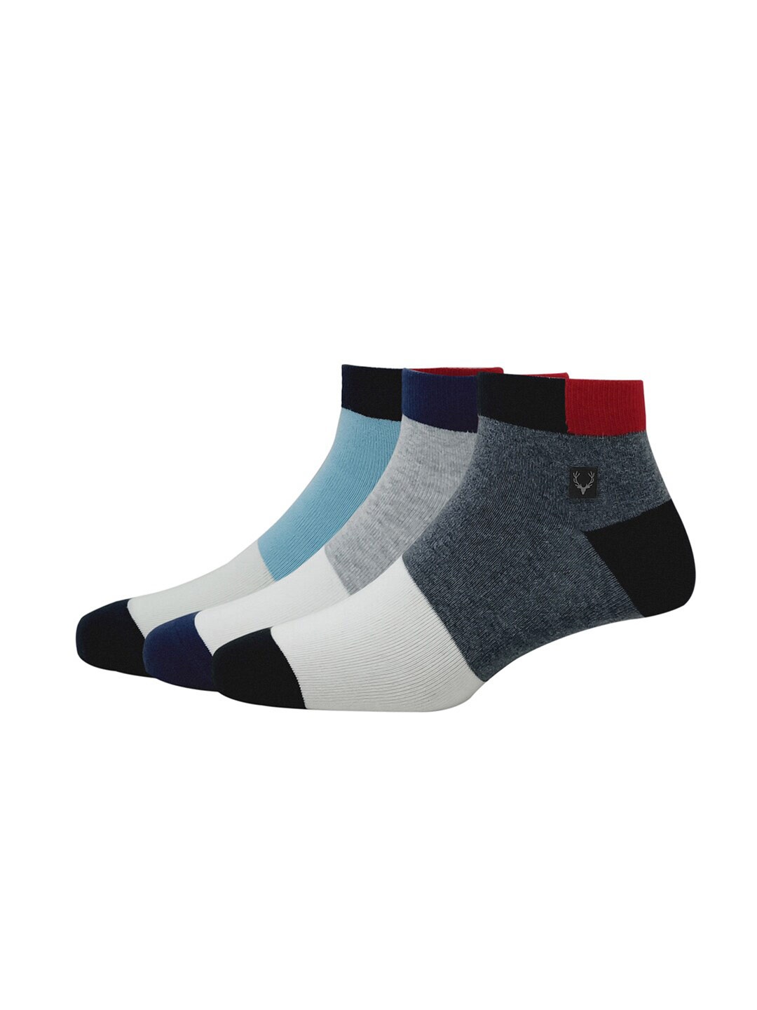 

Allen Solly Men Pack Of 3 Colourblocked Cotton Ankle-Length Socks, Blue
