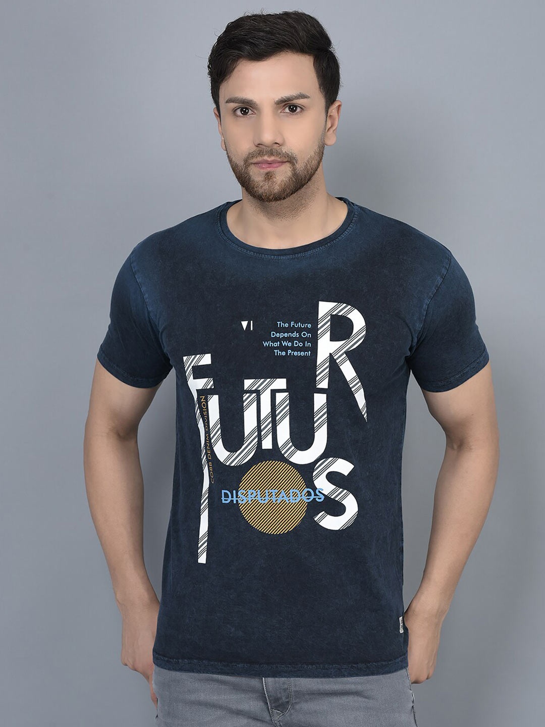 

COBB Typography Printed Cotton T-shirt, Navy blue