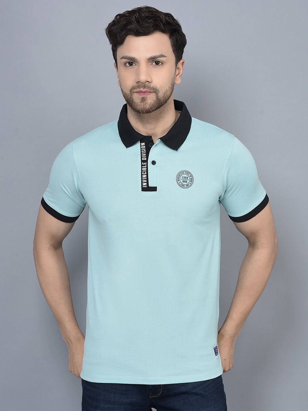 

COBB Polo Collar Cotton T-shirt, Blue