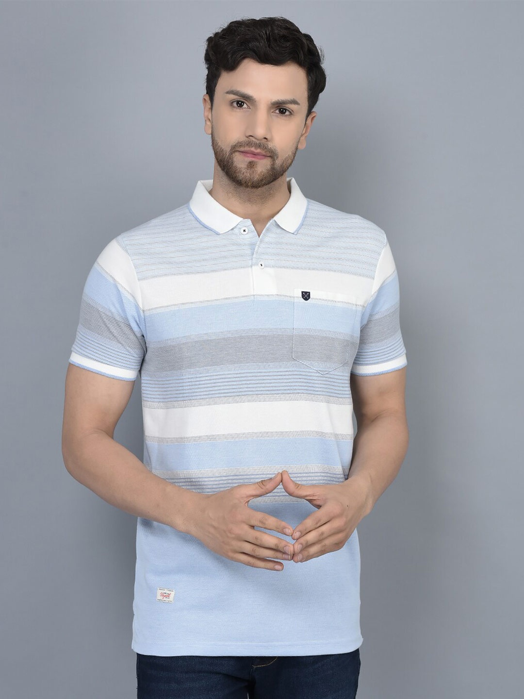 

COBB Polo Collar Regular Fit Cotton T-Shirt, Blue
