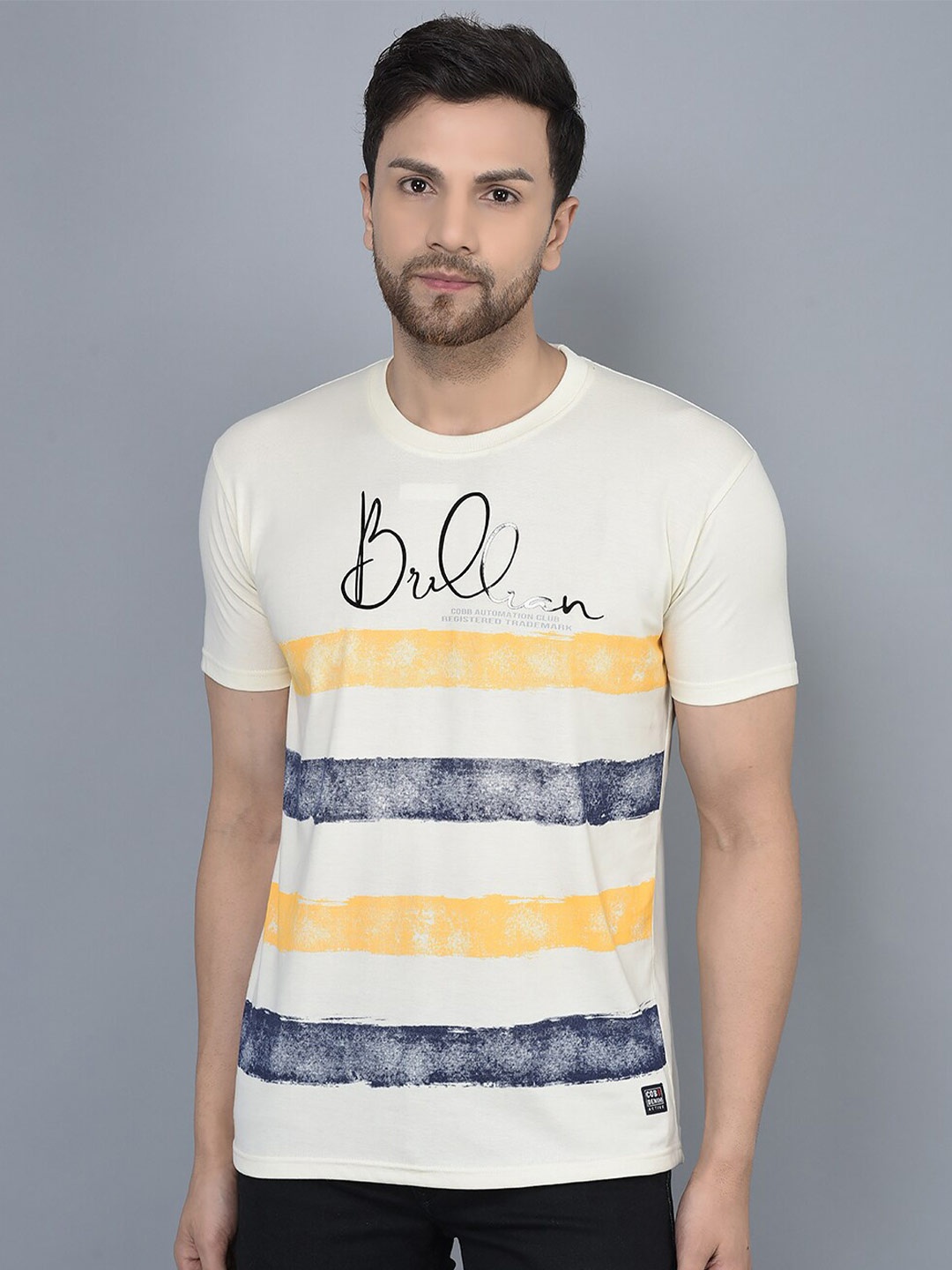 

COBB Striped Cotton T-shirt, Cream