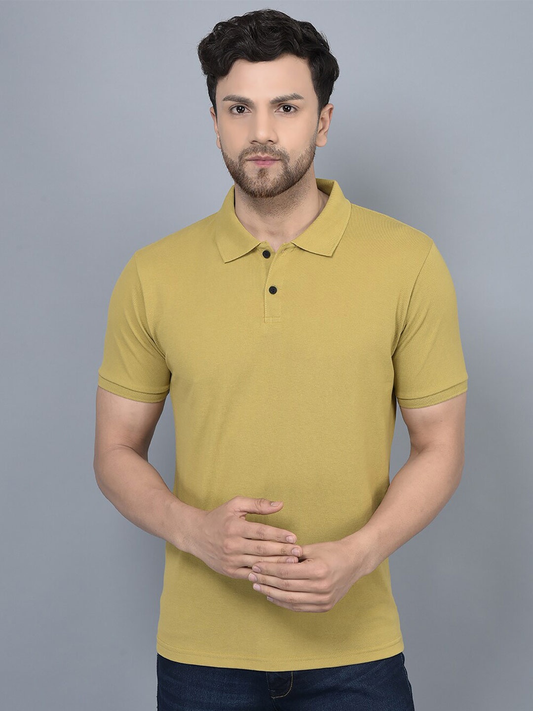 

COBB Polo Collar Cotton T-shirt, Mustard