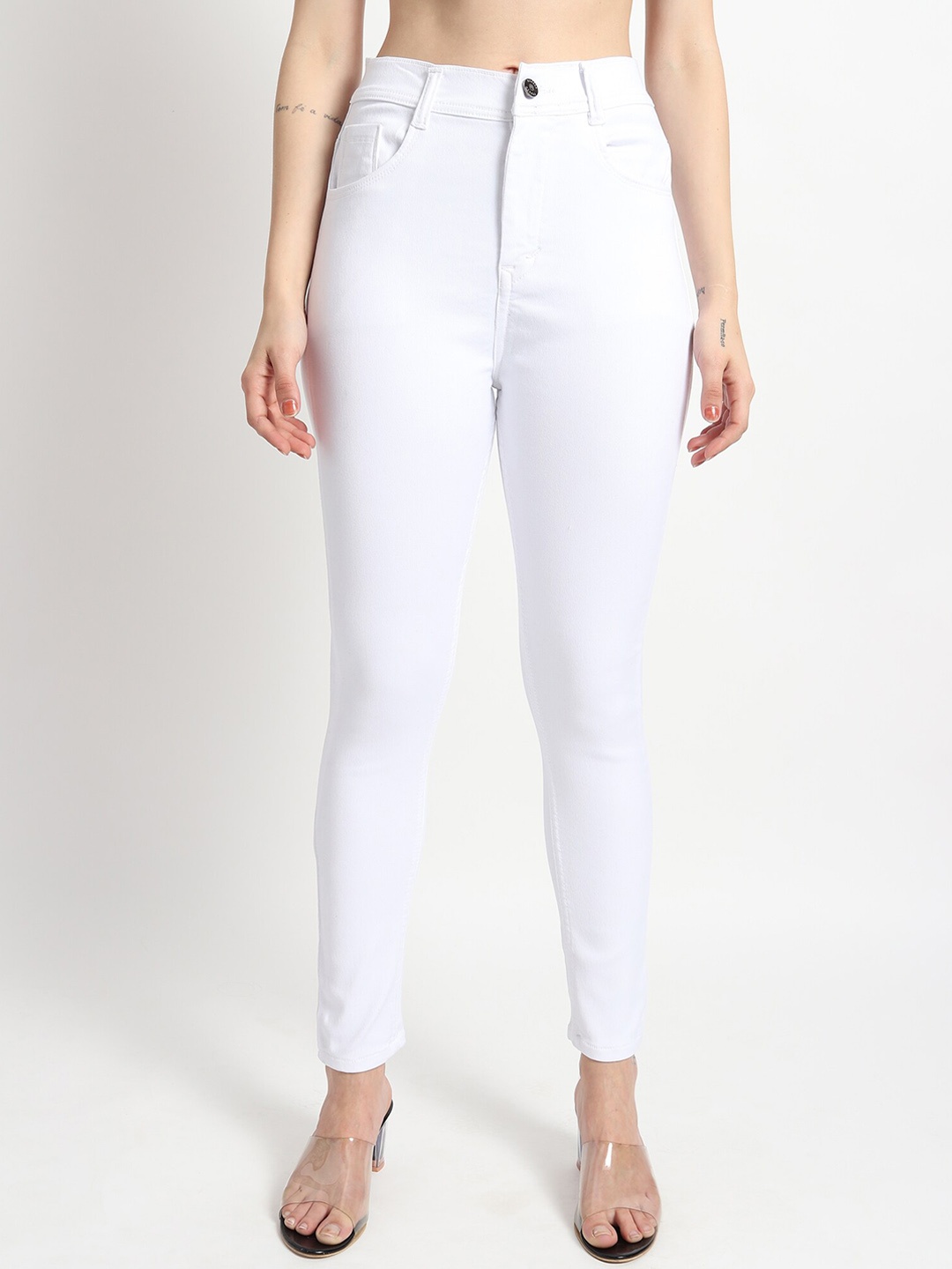 

TYFFYN Women Jean Slim Fit High-Rise Stretchable Jeans, White