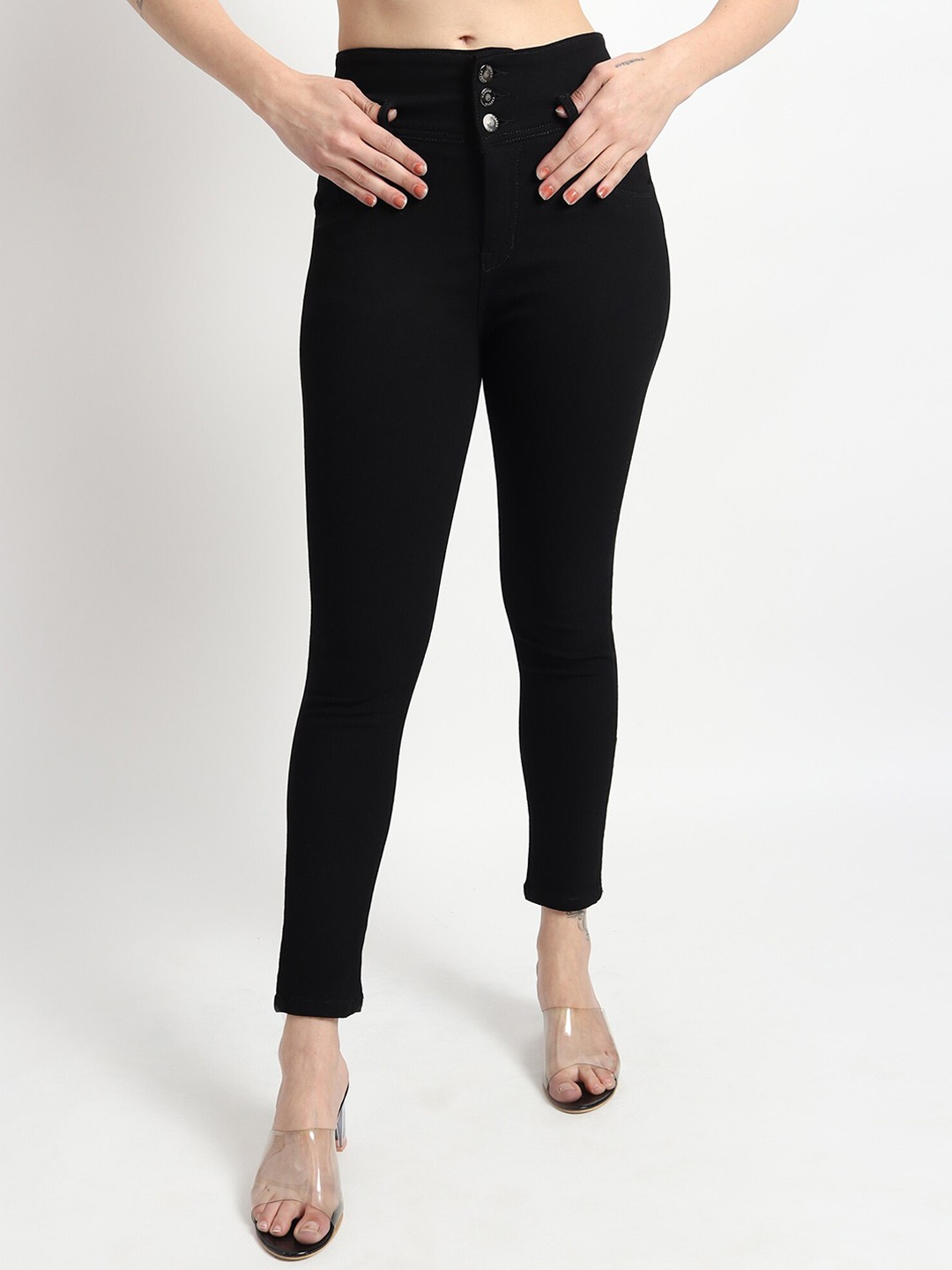 

TYFFYN Women Jean Slim Fit High-Rise Stretchable Jeans, Black