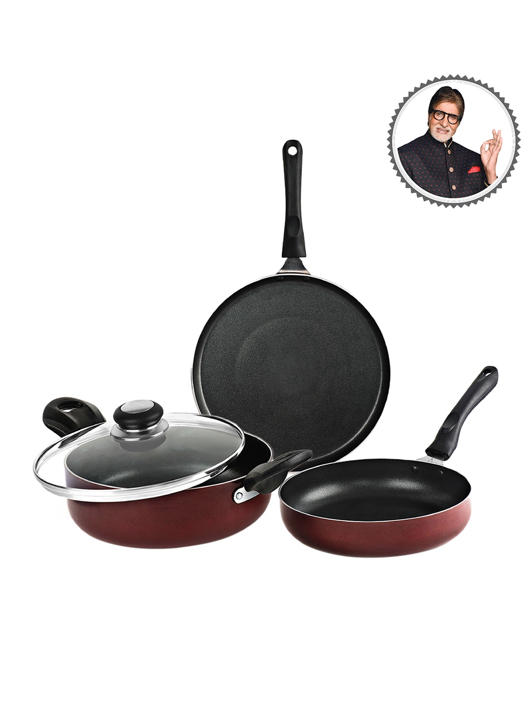 

Cello Prima 3-Pieces Maroon Induction and Gas Compatible Cookware Set with Spatter