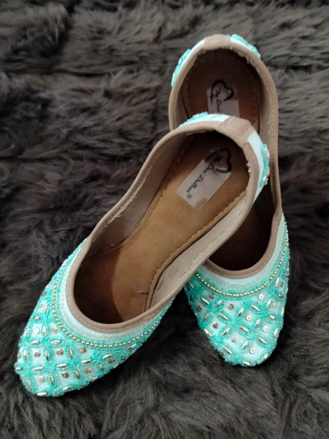 

The Desi Dulhan Women Embellished Ethnic Mojaris, Turquoise blue