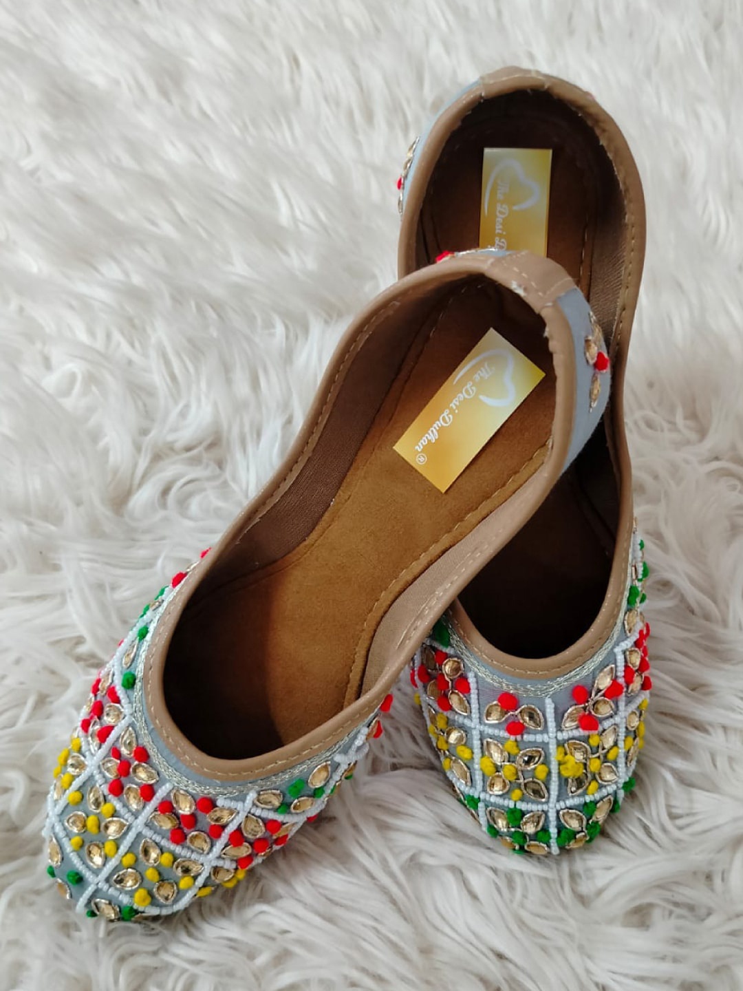

The Desi Dulhan Women Embellished Ethnic Mojaris, Grey