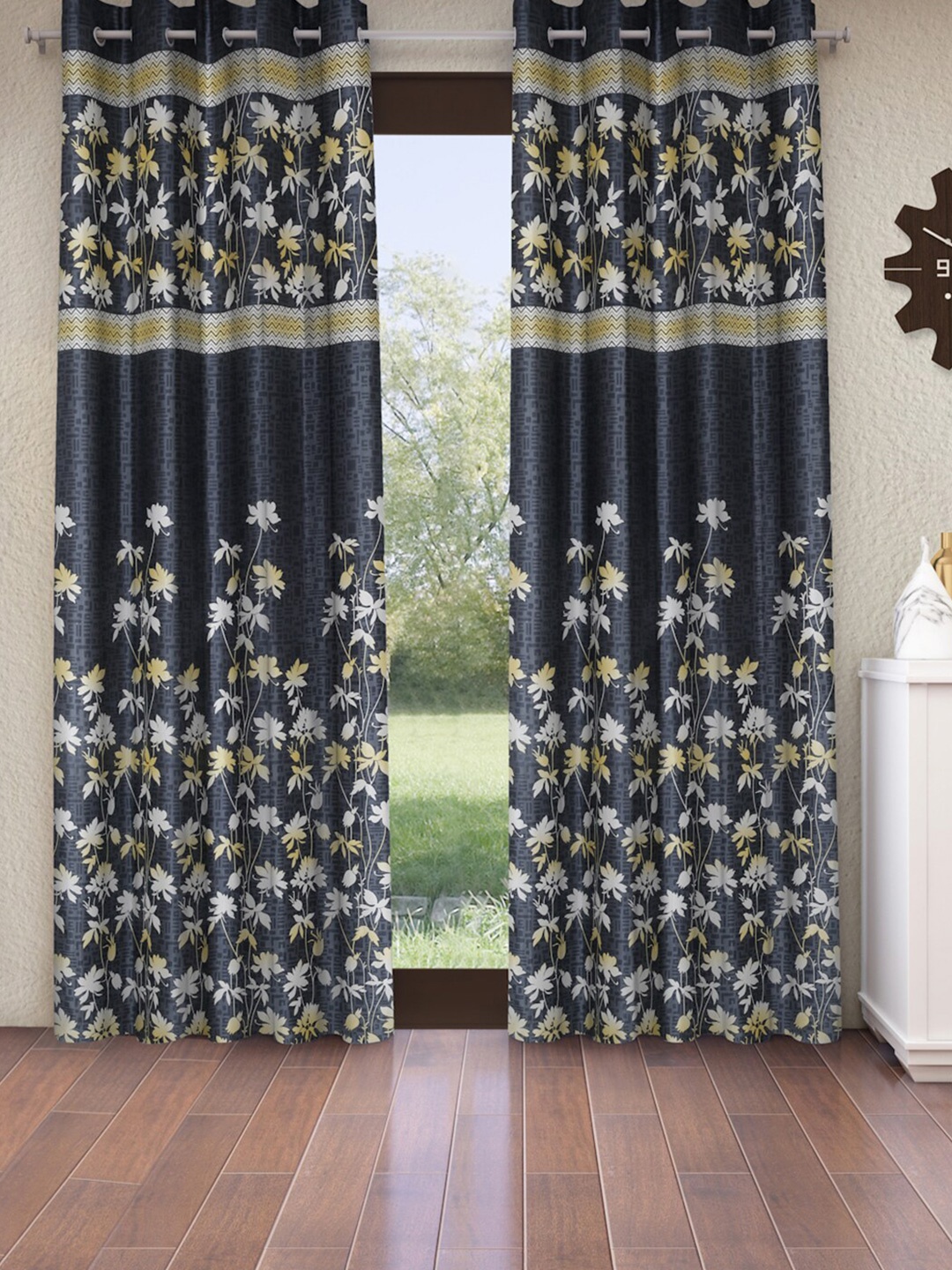 

Home Sizzler Grey & White 2 Pieces Ethnic Motifs Long Door Curtain