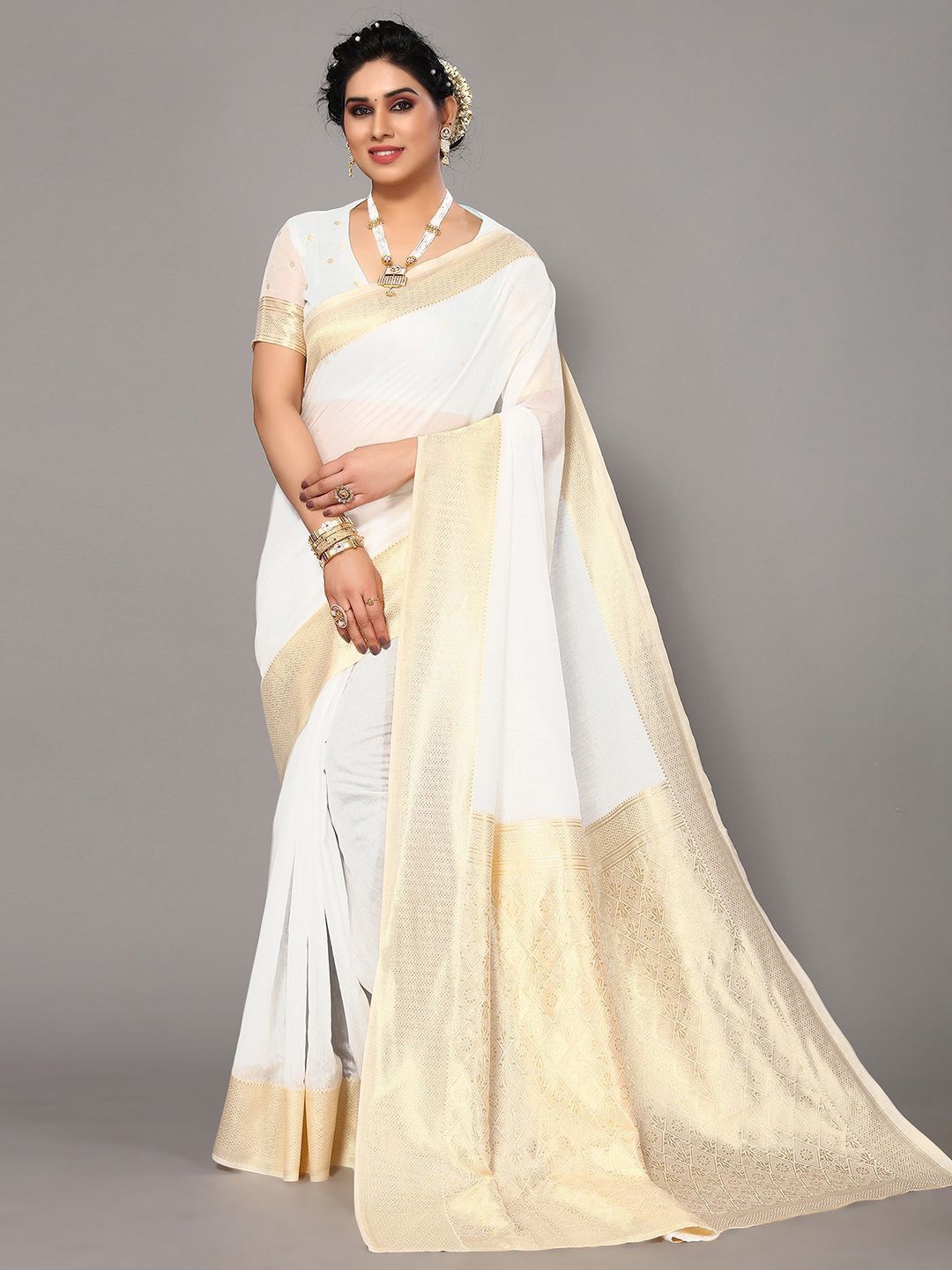 

SIRIL SIRIL Woven Design Zari Saree, White