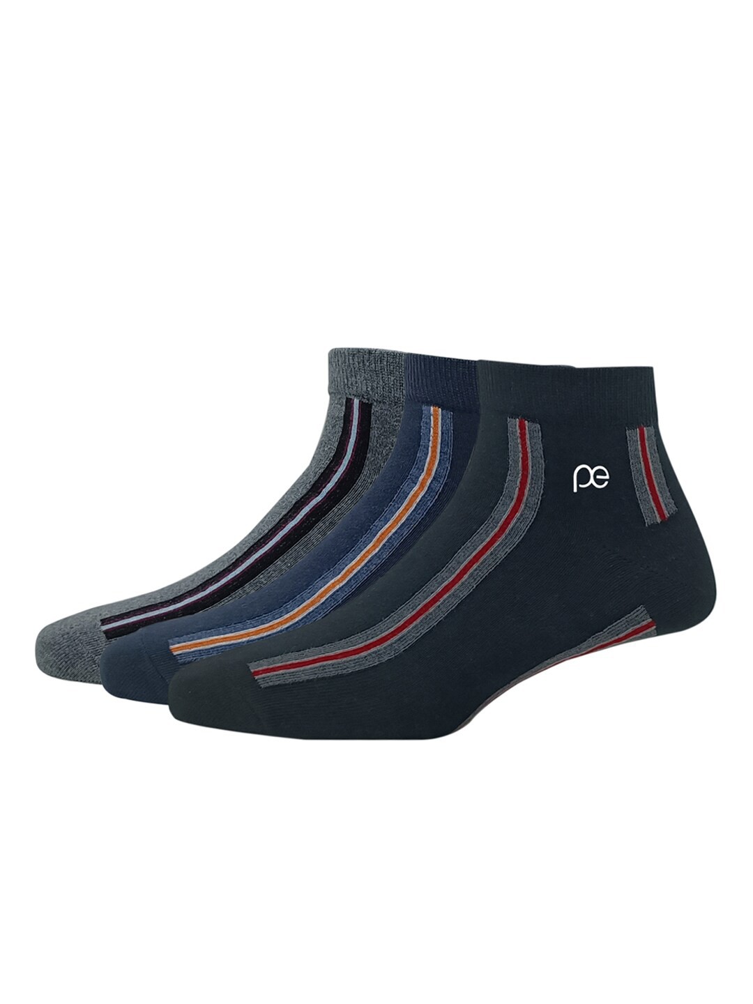 

Peter England Men Pack of 3 Patterned Ankle Length Socks, Black