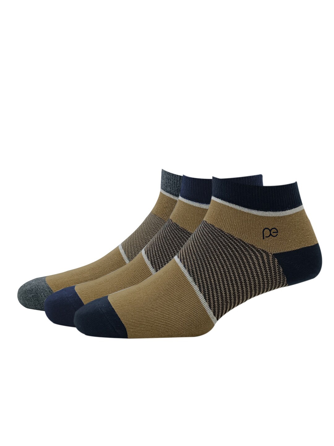 

Peter England Men Pack Of 3 Patterned Ankle-Length Socks, Olive