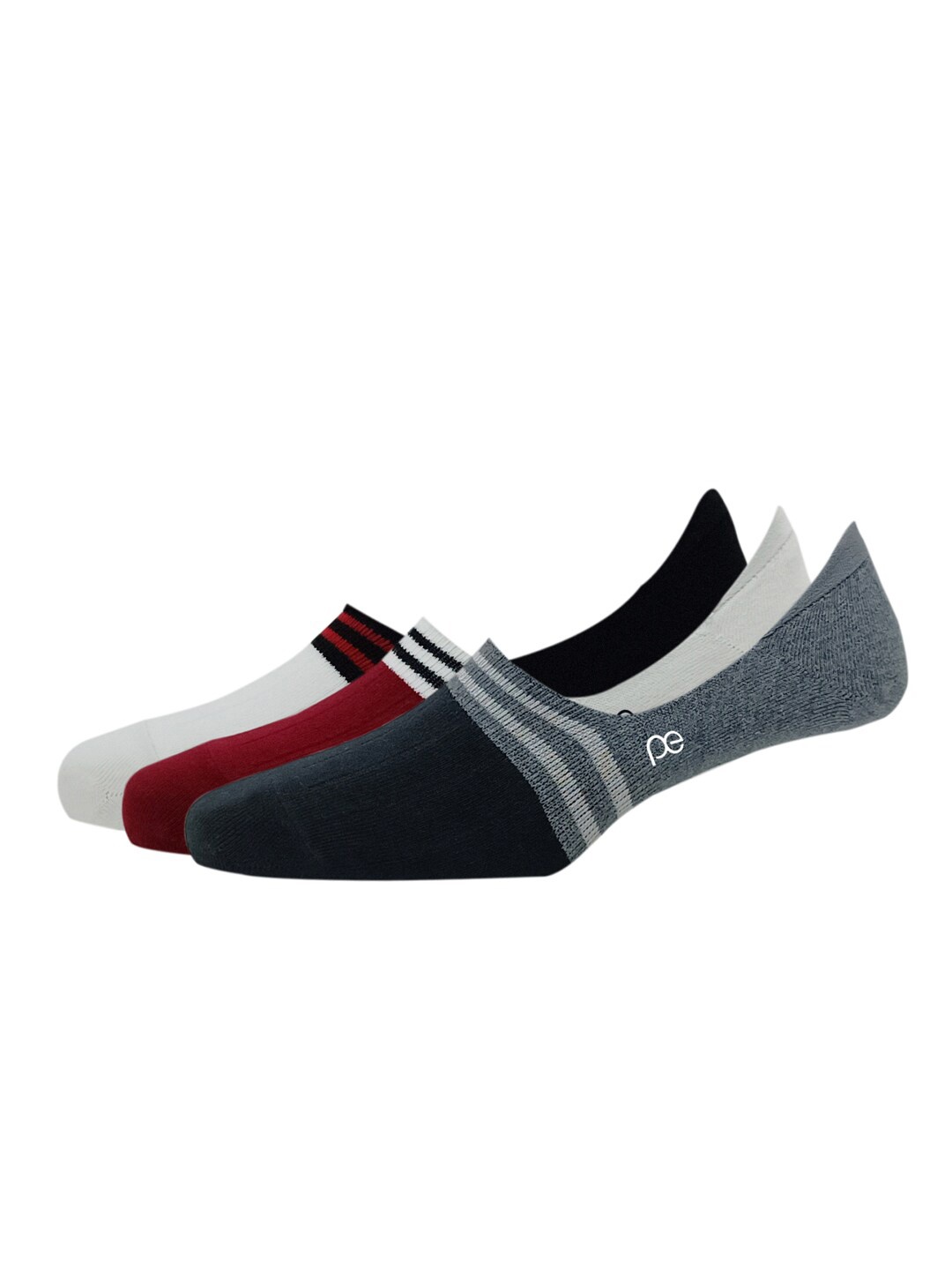 

Peter England Men Pack Of 3 Patterned Shoe-Liners Socks, Navy blue